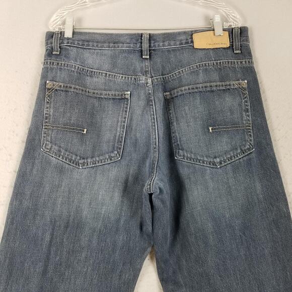 Calvin Klein Jeans Mens 34 Relaxed Straight Fit Distressed Denim 34x30 Jeans - Picture 6 of 16